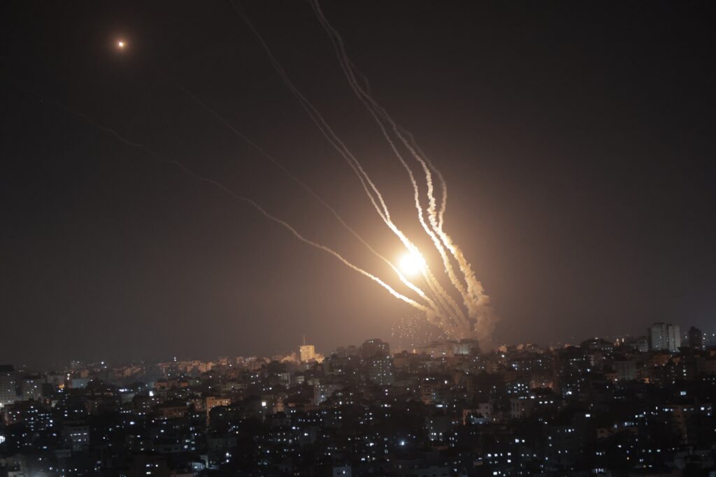 A,Rocket,Is,Fired,From,Gaza,Strip,Towards,Israel,,On
