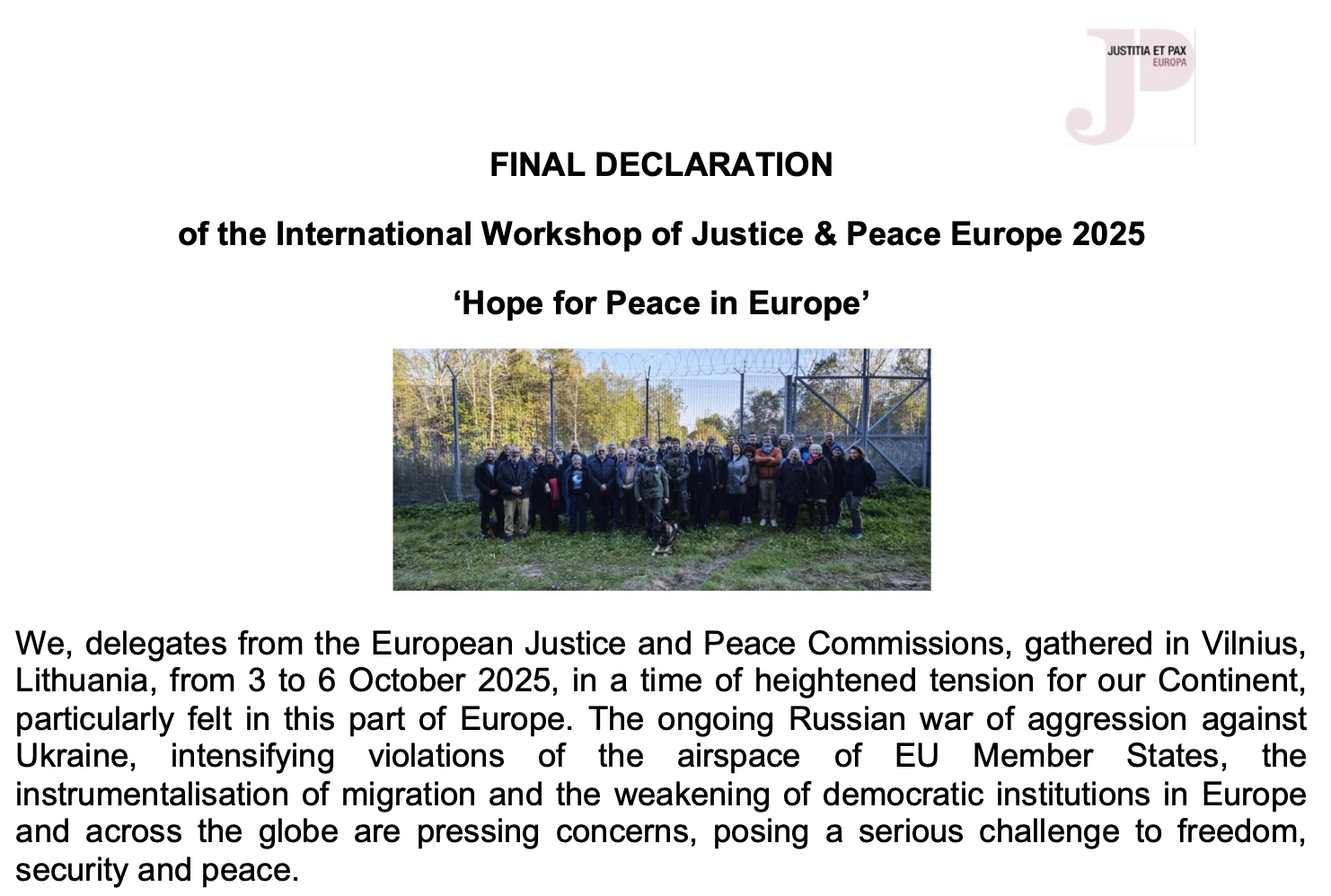 justice-peace-europe-declaration-vilnius-2025